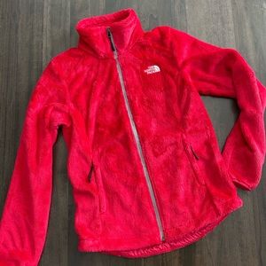 The North Face fuzzy cherry red zip up